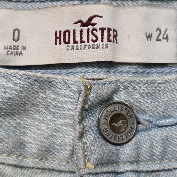 Hollister Cut Off Shorts Women 0/24 Olive Distressed Denim - Picture 3 of 7
